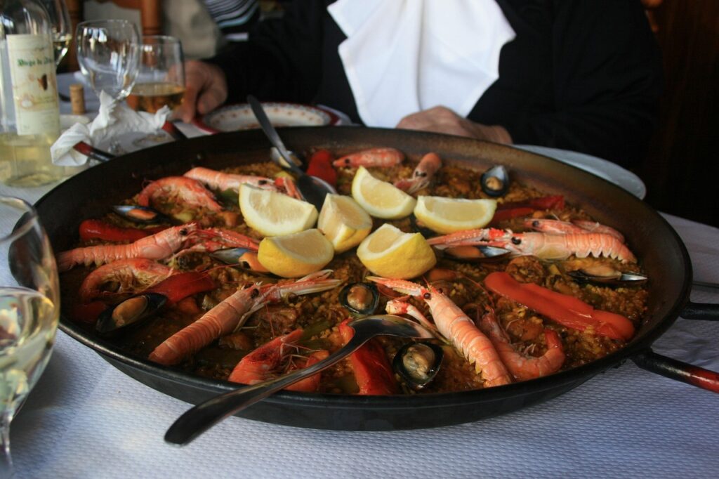 paella, meal, stir-fry, spain, pan, main dish, enjoy, fish, shellfish, paella, paella, paella, paella, paella